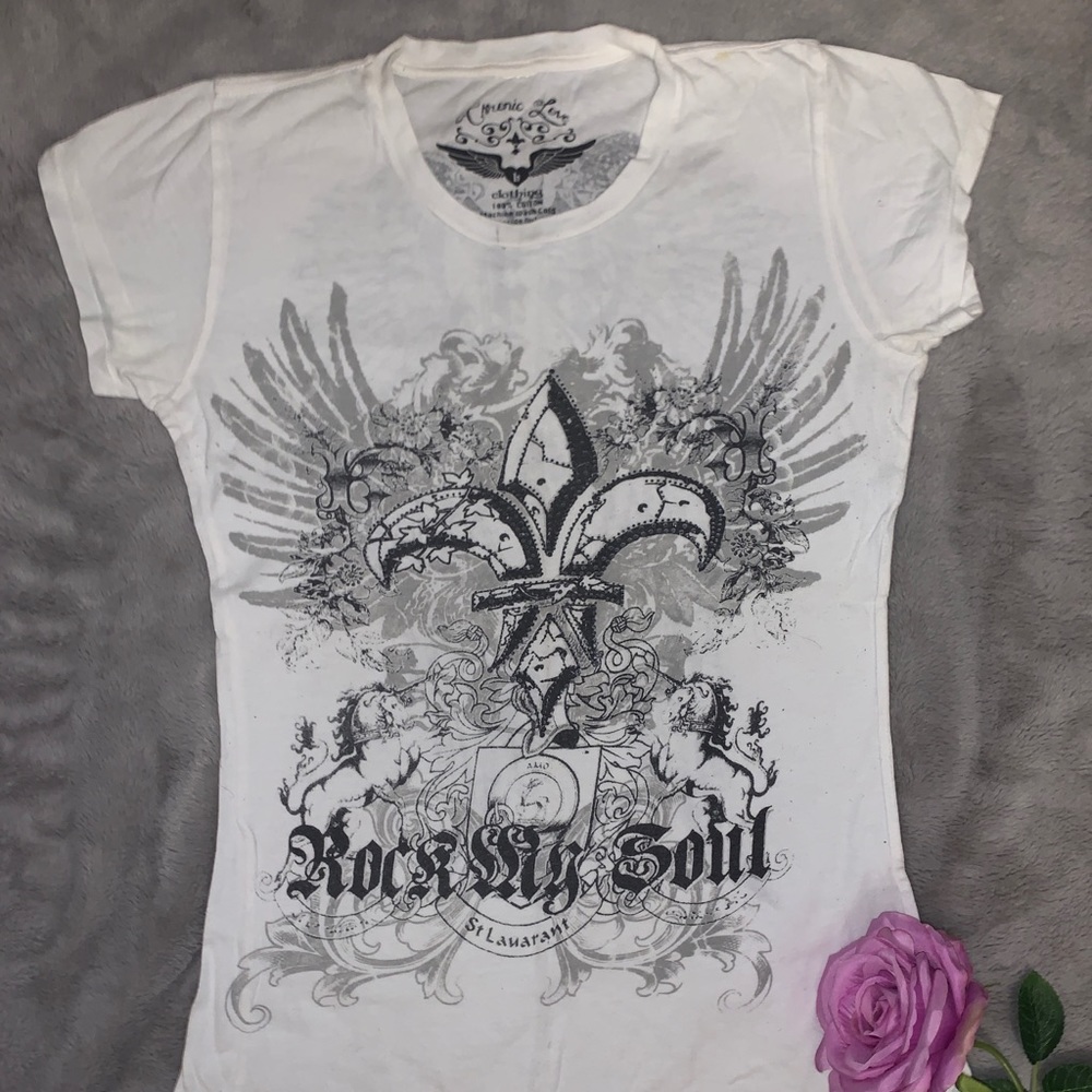Mall goth White & Black graphic T-shirt